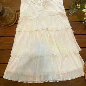 Express Dress White Size 2 Ruffles Flowy Pleated Tiered Draw string Brand New